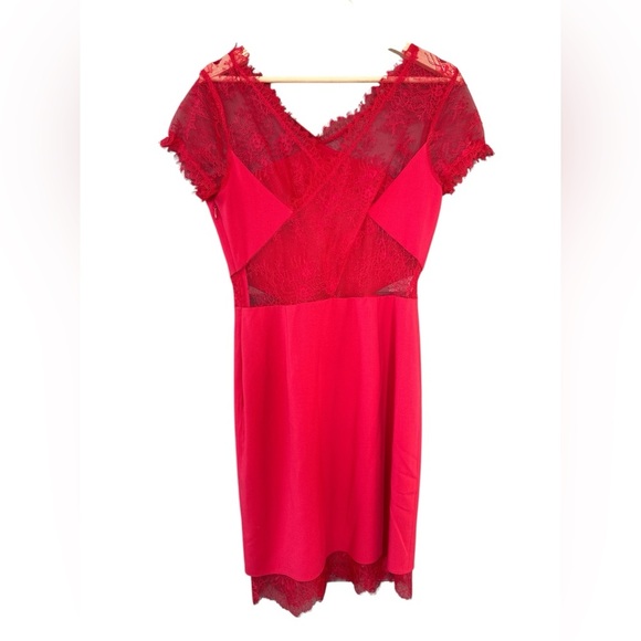 BCBGMaxAzria Nel Lipstick Red Lace Cocktail Dress - Picture 9 of 13